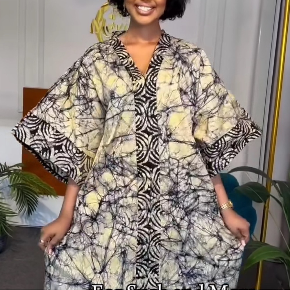 Abstract Patterned Kaftan Dress on sz M-3X